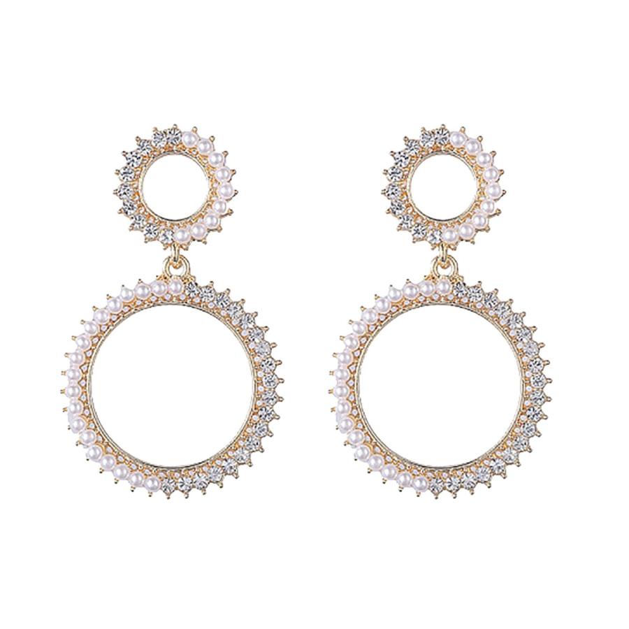 【並行輸入品】Women Hoop Pearl Diamond Earrings Shiny Zirconia Earrings Jewelr