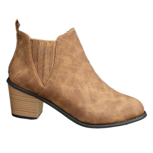 【並行輸入品】Lausiuoe Western Boots Women Wide Calf,Womens Ankle Boots Slip oの画像