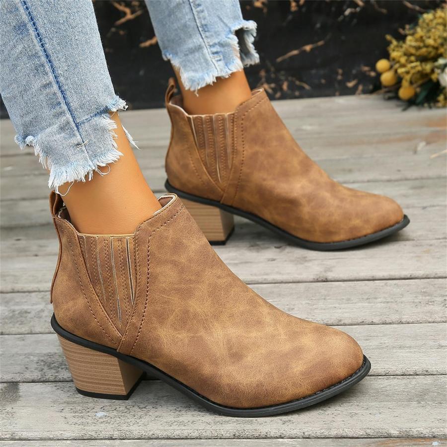 【並行輸入品】Lausiuoe Western Boots Women Wide Calf,Womens Ankle Boots Slip oの画像