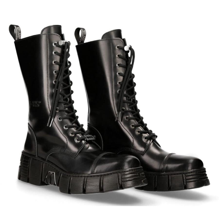 【並行輸入品】New Rock Men's M WALL127N C1 High Boots Black Leather Wall Gothiの画像
