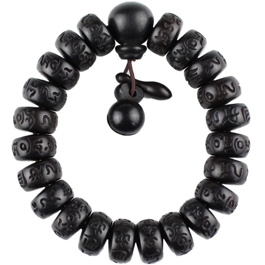並行輸入品】チベット仏教 天然ビーズ OM Mani Padme Buzz刻印 6文字 