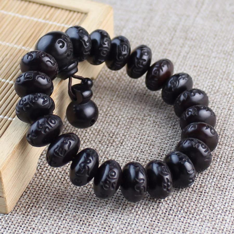 並行輸入品】チベット仏教 天然ビーズ OM Mani Padme Buzz刻印 6文字 