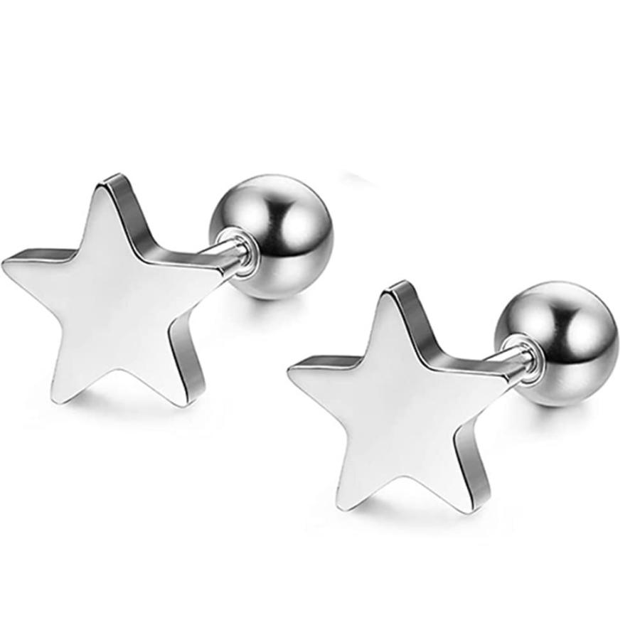 【並行輸入品】HIJONES Women's Stainless Steel Tiny Star Piercing Earrings Hypo
