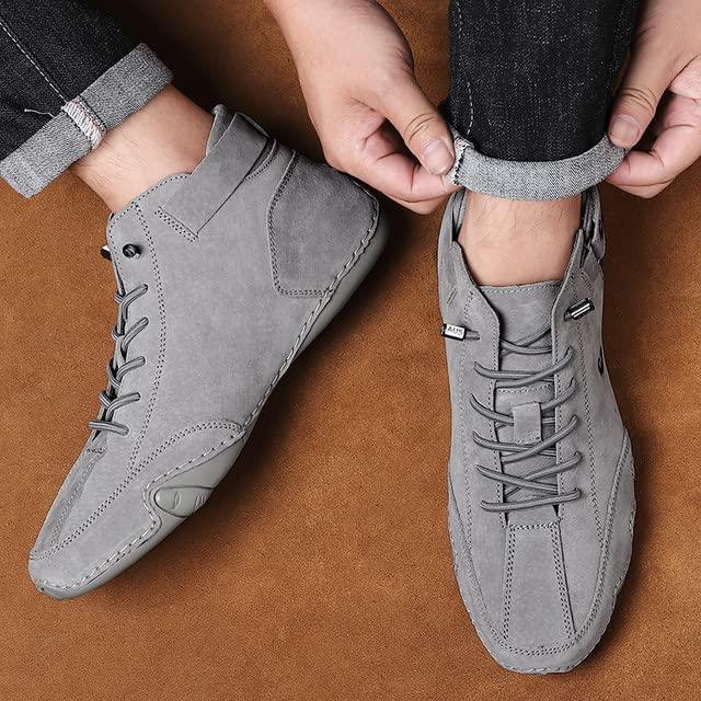 【並行輸入品】Braised Pork Italian Handmade Suede High Boots,Men's Soft Leatheの画像