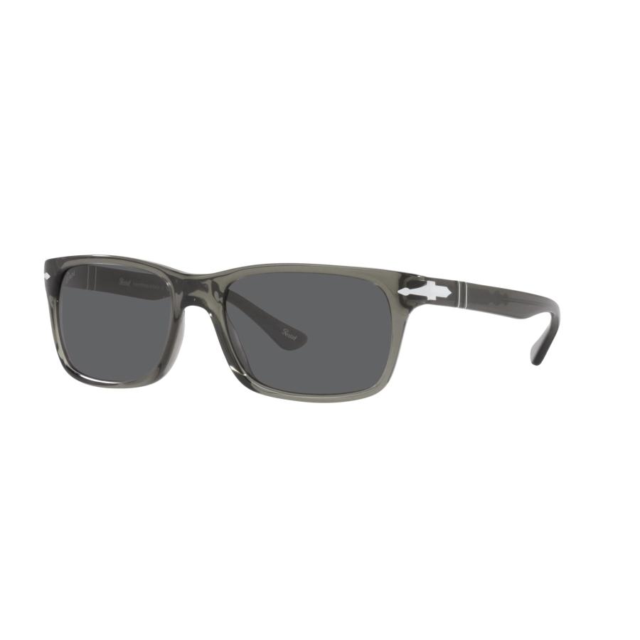 【並行輸入品】Persol PO3048S Rectangular Sunglasses, Transparent Grey/Dark Greの画像