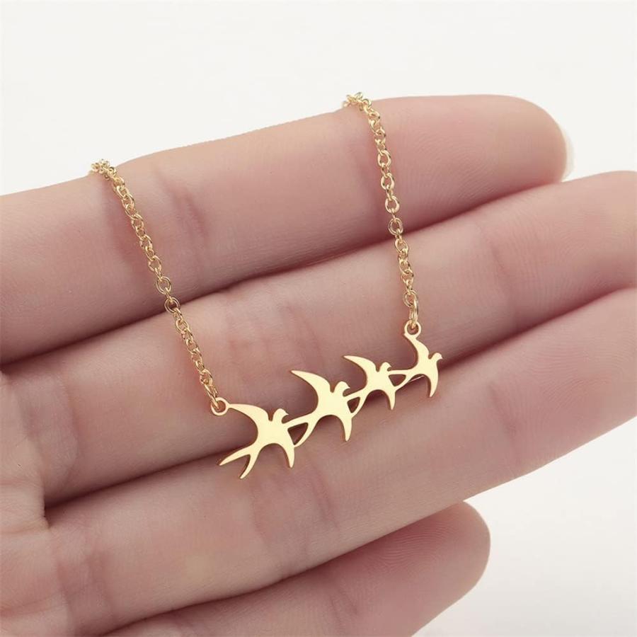 【並行輸入品】ツバメ 鳥 ペンダント ネックレス レディース ガールズ ステンレススチール 18K ゴールドメッキ 低刺激性 動物 チャーム リンク_2