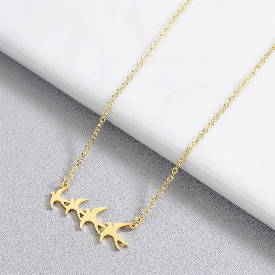 【並行輸入品】ツバメ 鳥 ペンダント ネックレス レディース ガールズ ステンレススチール 18K ゴールドメッキ 低刺激性 動物 チャーム リンク_3