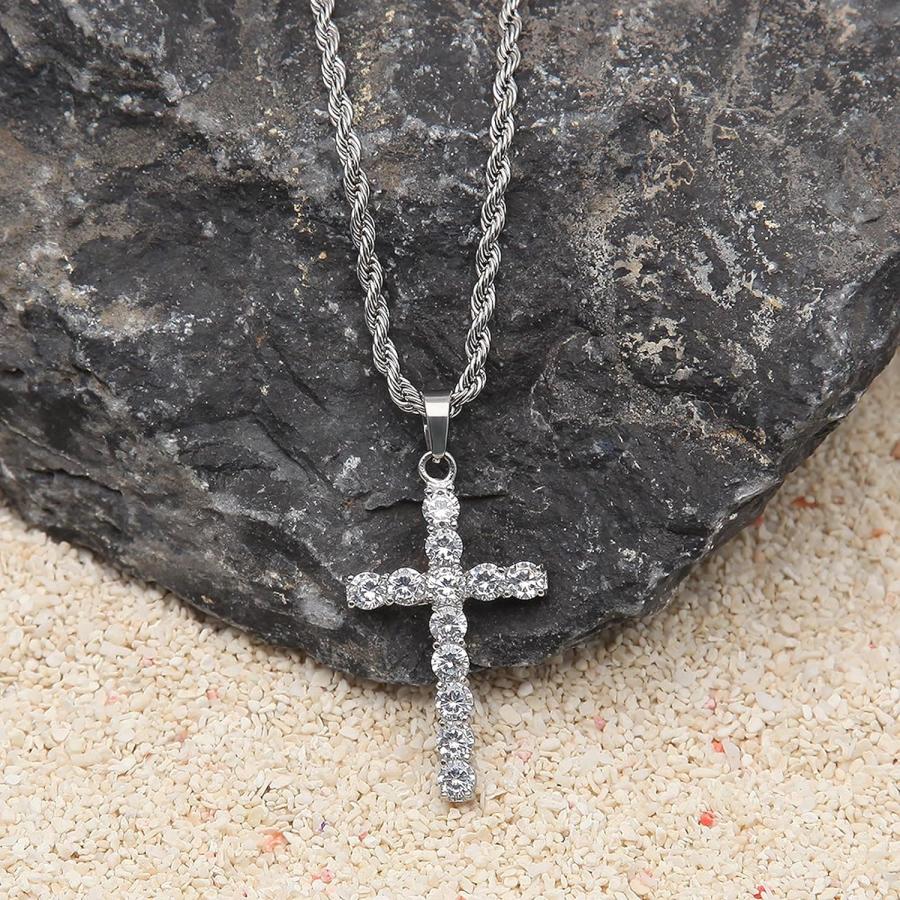 並行輸入品】ジルコニアクロス ヒップホップ ゴールド/シルバーメッキ 