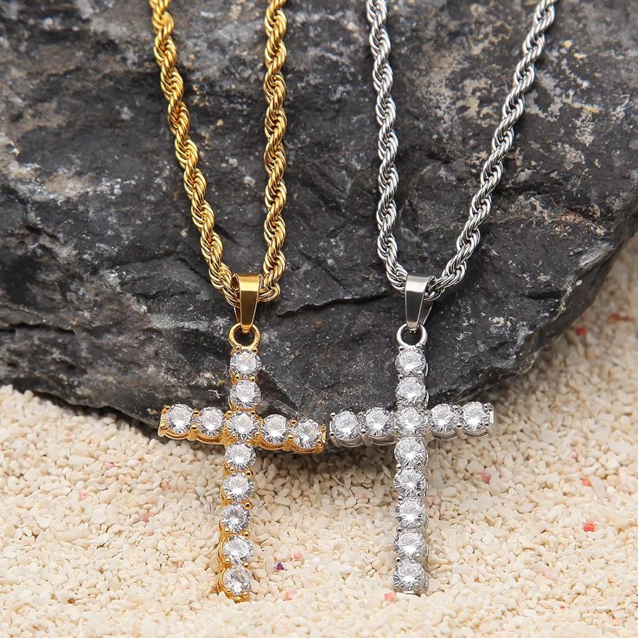 並行輸入品】ジルコニアクロス ヒップホップ ゴールド/シルバーメッキ 