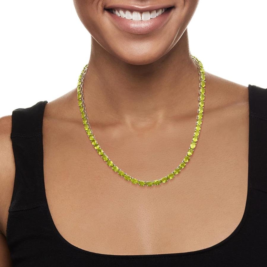 【並行輸入品】Ross-Simons 40.00 ct. t.w.ペリドット テニスネックレス スターリングシルバー製 18インチ  ジェムストーンの画像