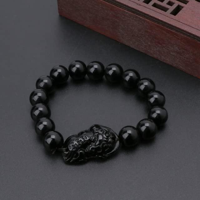 【並行輸入品】Delysia King Men Trendy Imitation Obsidian Bracelets Lucky Brave