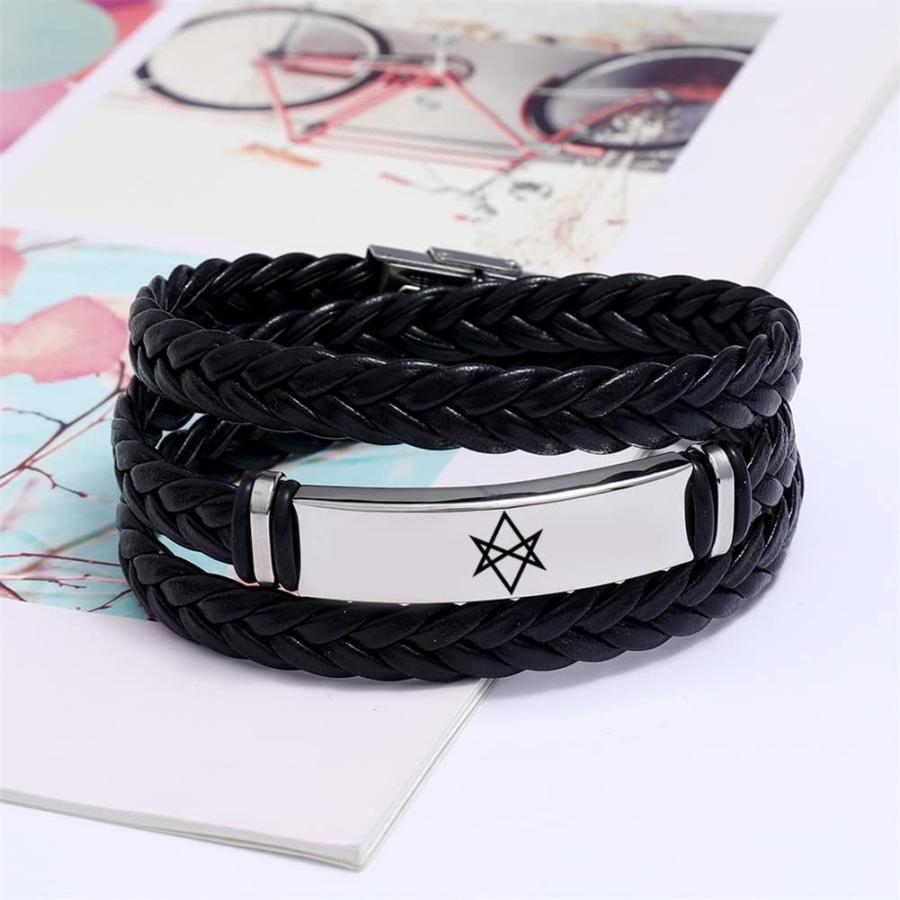 新作の KBNSUIAN Unicursal Hexagram Layered Braided Wrap Leather Bracele 並行輸入品