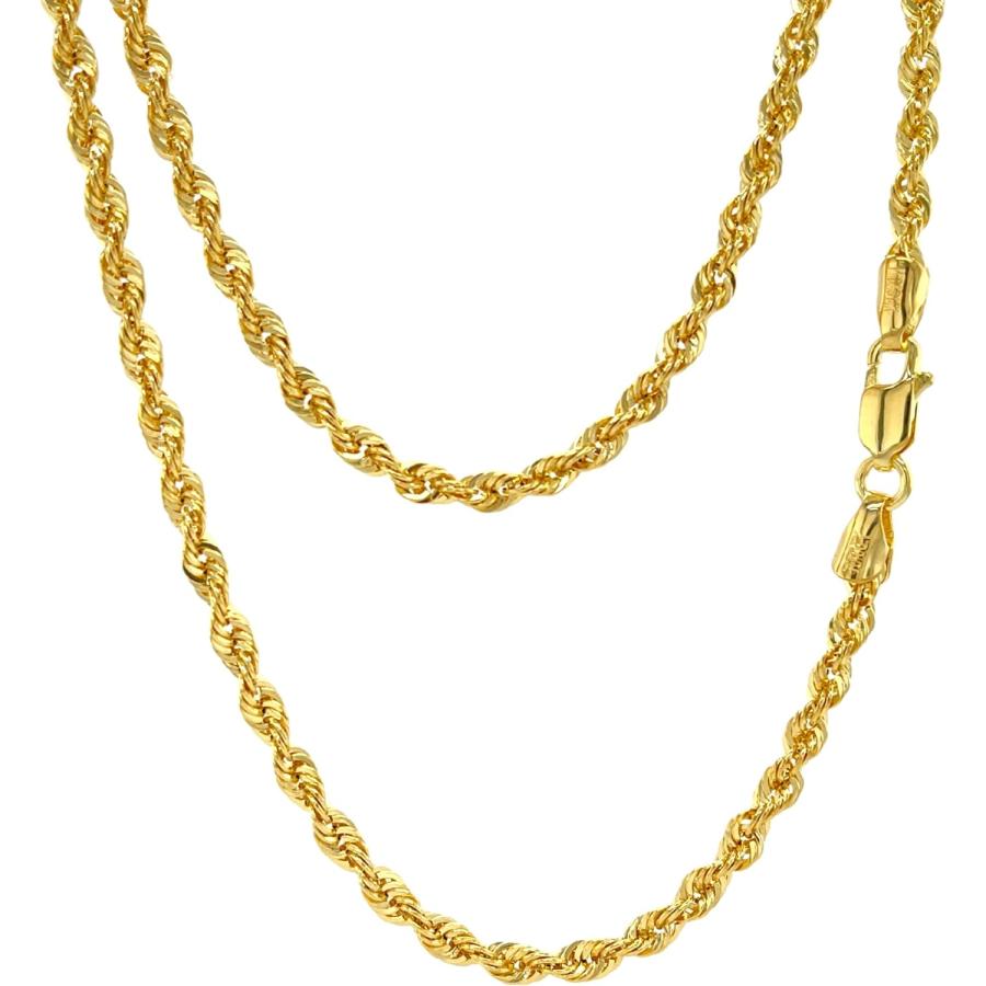 14K 10K 純金 ロープチェーンネックレス - 2.6mm 3.1mm 3.5mm 14K 10K 純金 ロープチェーンネックレス - 2.6mm 3.1mm 3.5mm