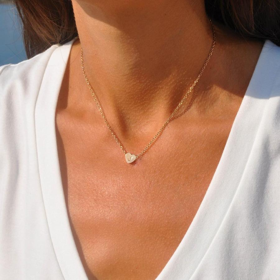 【並行輸入品】FISSEN JEWELRY イニシャルネックレス レディース ガールズ 14Kゴールドメッキ レターネックレス かわいいネックレス テ_4
