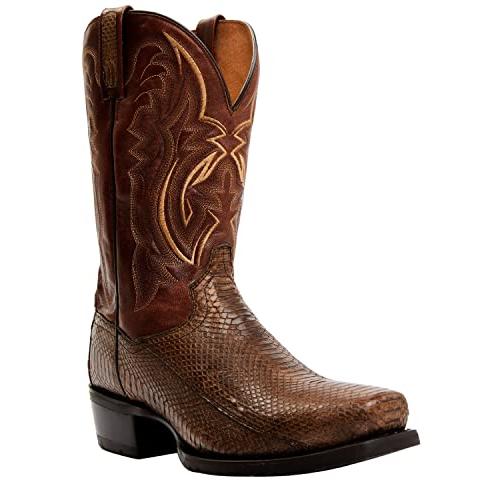 【並行輸入品】Dan Post Men's Exotic Water Snake Western Boot Square Toe Chocolの画像