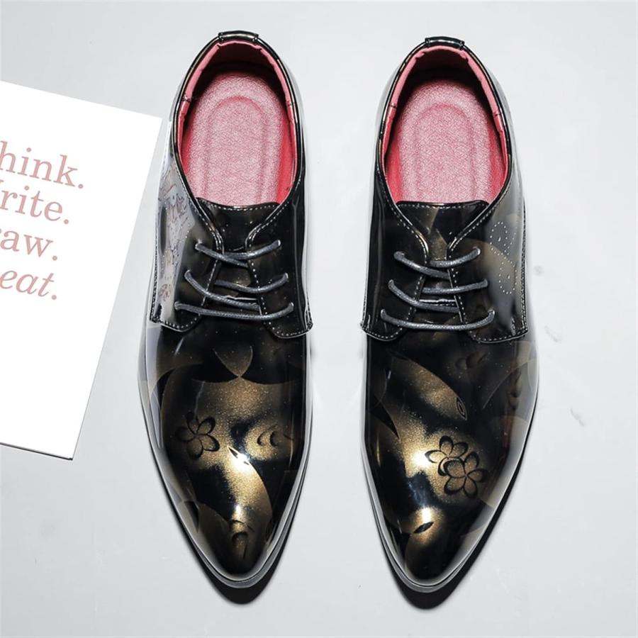 【並行輸入品】AKBU Patent Leather Shoes Men's Pointed-Toe Tuxedo Dress Shoes Casuaの画像