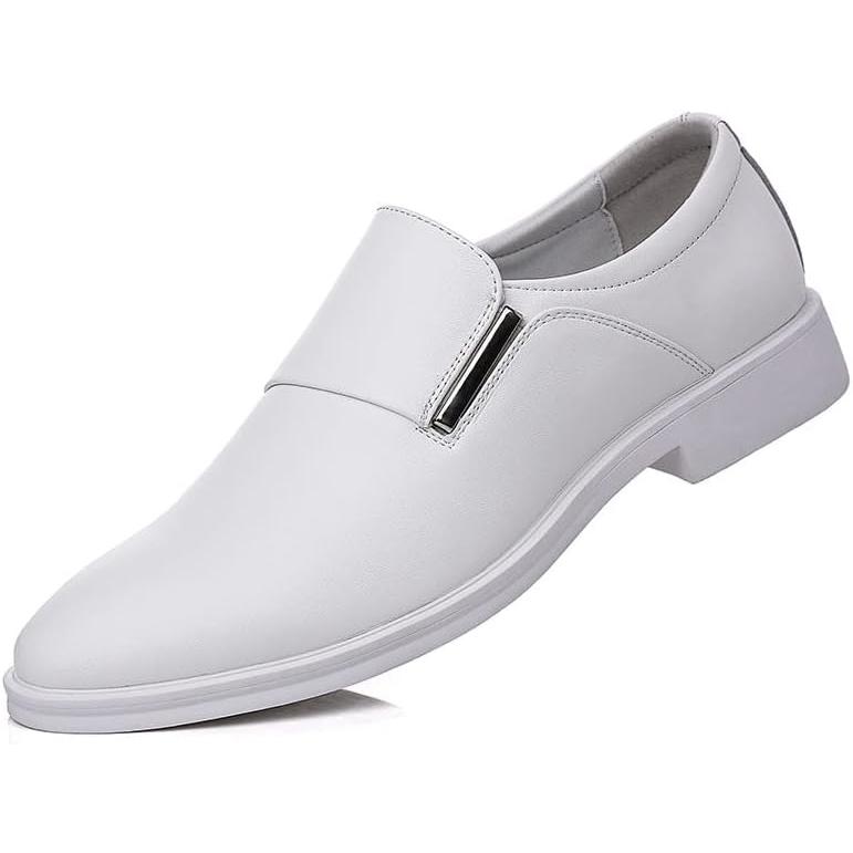 【並行輸入品】GMBN White Leather Shoes Mens Leather Spring Breathable Formal Businの画像
