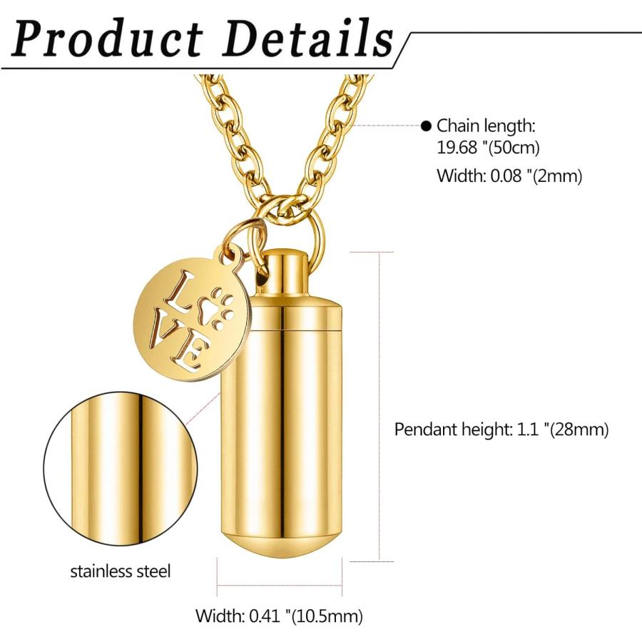 【並行輸入品】Axbuldo 遺灰用ネックレス メンズ レディース 灰ロケットホルダーネックレス 足跡プリントペンダント 記念品 メモリアルジュエリー_2