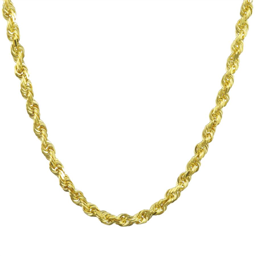 Nuragold 14K ホワイトゴールド 重なり 4mm ソリッドロープチェーン 