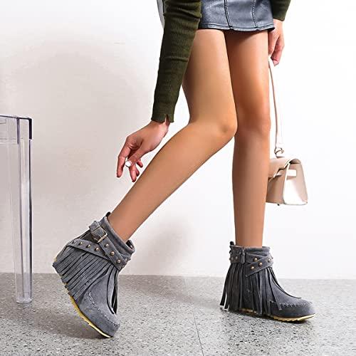【並行輸入品】Roimaash Classic Fringe Moccasin Boots Ankle High Women Low Heelの画像