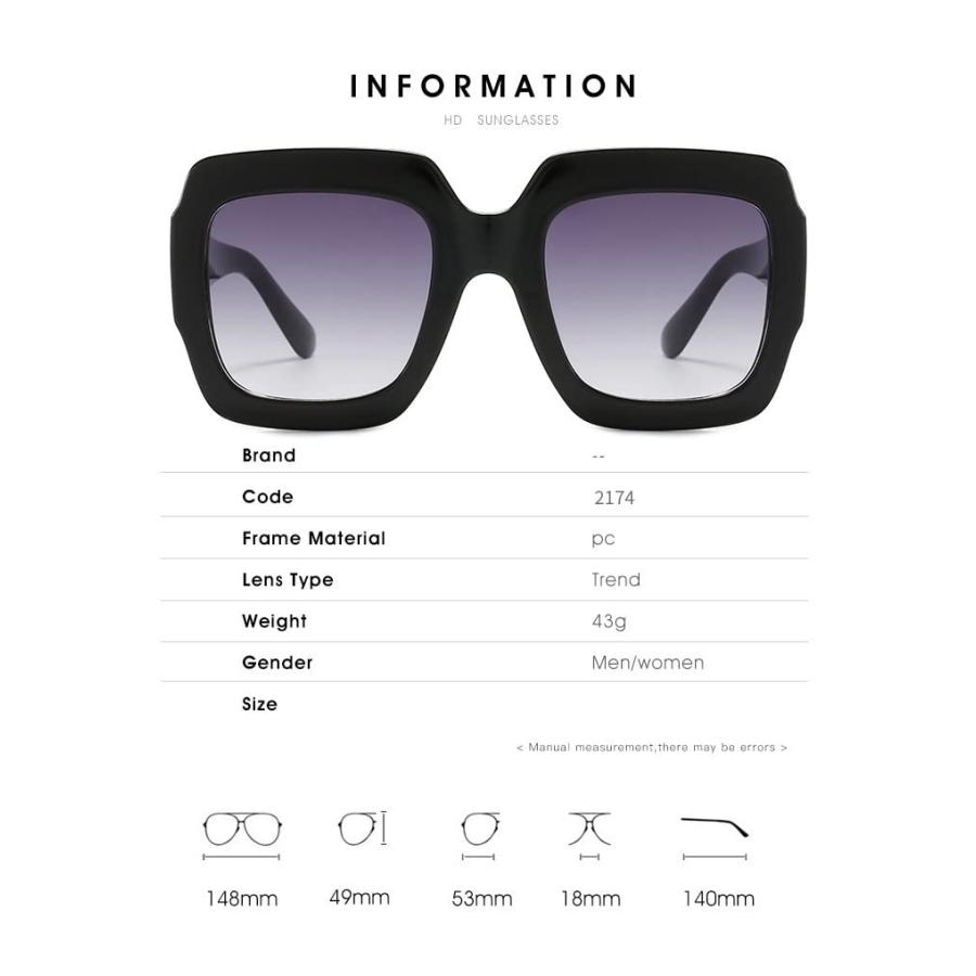 【並行輸入品】GAOXIN Large Frame Square Candy Color Decorative Sunglasses forの画像