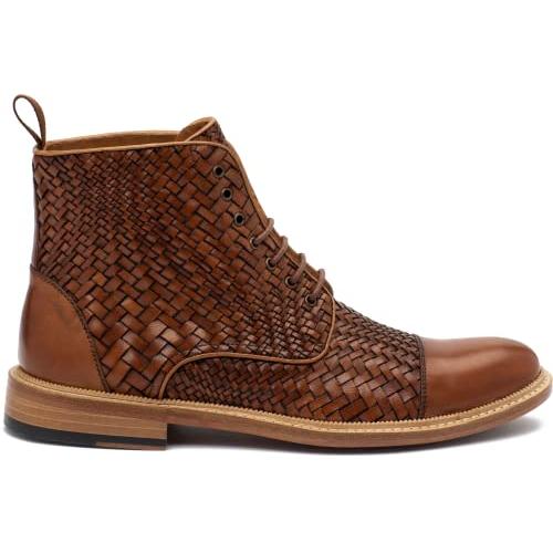 【並行輸入品】TAFT Rome フルグレインレザー メンズドレスブーツ, ブラウン織, 11 TAFT Rome Boot in Wovenの画像