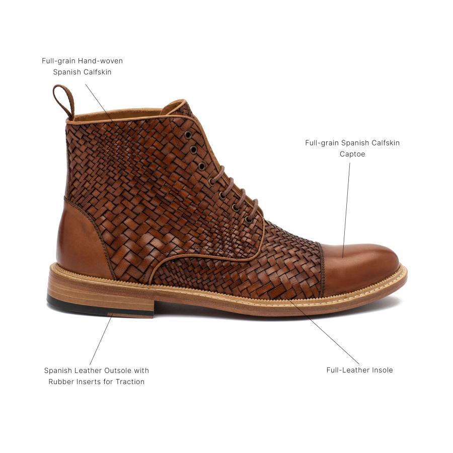 【並行輸入品】TAFT Rome フルグレインレザー メンズドレスブーツ, ブラウン織, 11 TAFT Rome Boot in Wovenの画像
