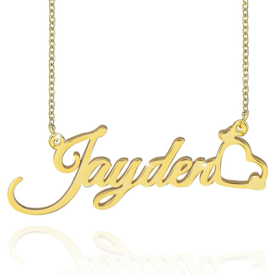 【並行輸入品】BlingSparkle Name Necklace Personalized 18K Gold-Plated Customized N