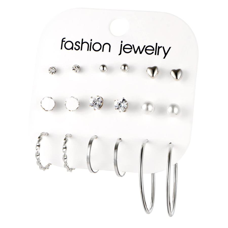 【並行輸入品】9 Pairs Hoop Earrings for Girls Women Multipack Pearl Twisted Sm