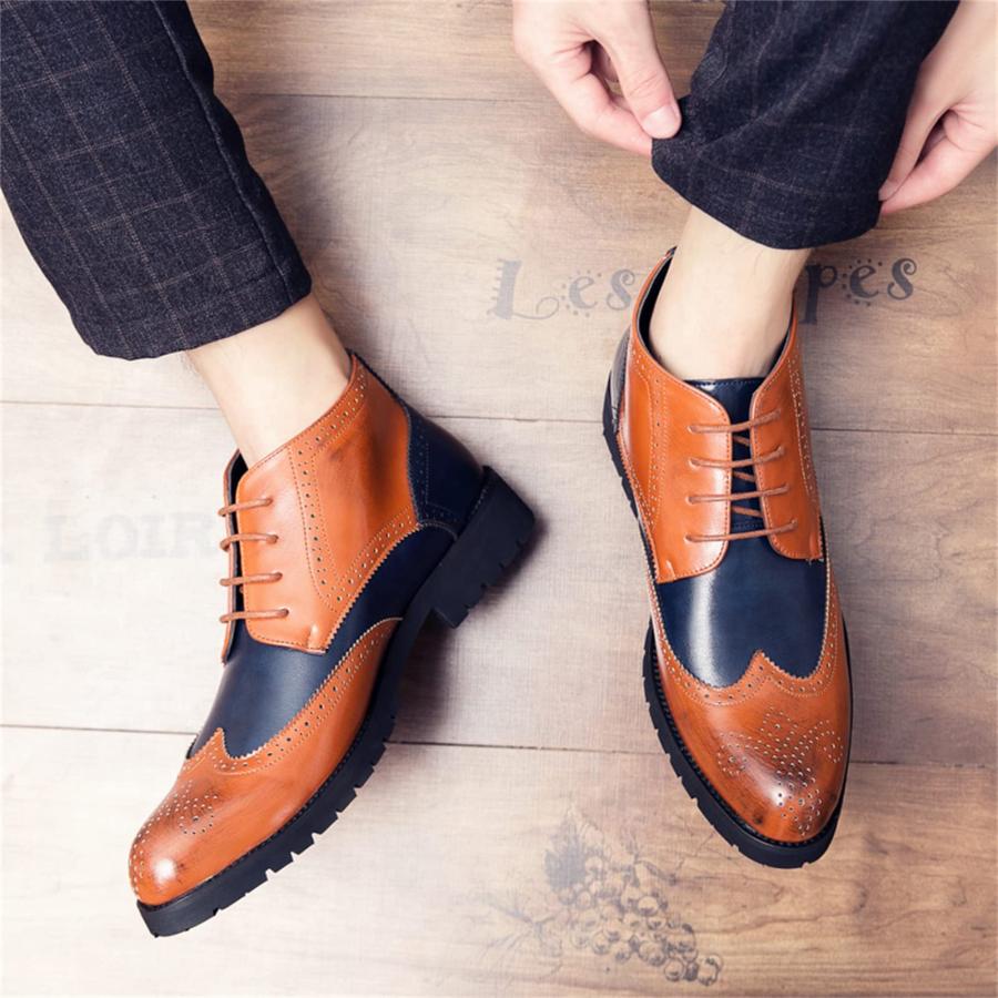 【並行輸入品】NIYAOSM Men's Oxford Chelsea Boots Leather Chukka Ankle Boots foの画像