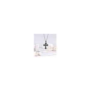 【並行輸入品】Distance Black Cross Necklace for Gothic S925 Sterling Silver Bl_5