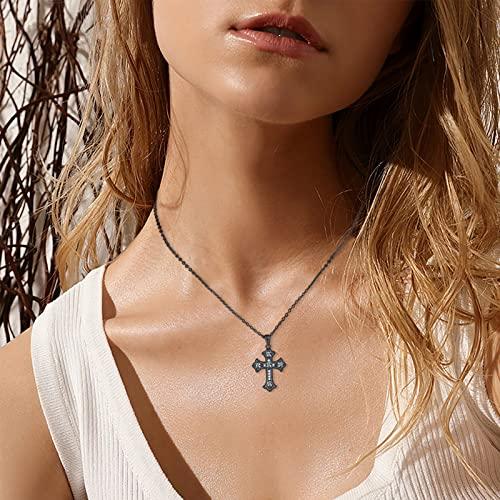 【並行輸入品】Distance Black Cross Necklace for Gothic S925 Sterling Silver Bl_7