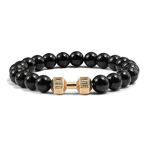 【並行輸入品】Natural Volcanic Stone Bracelet Men Matte White Beads Dumbbell S