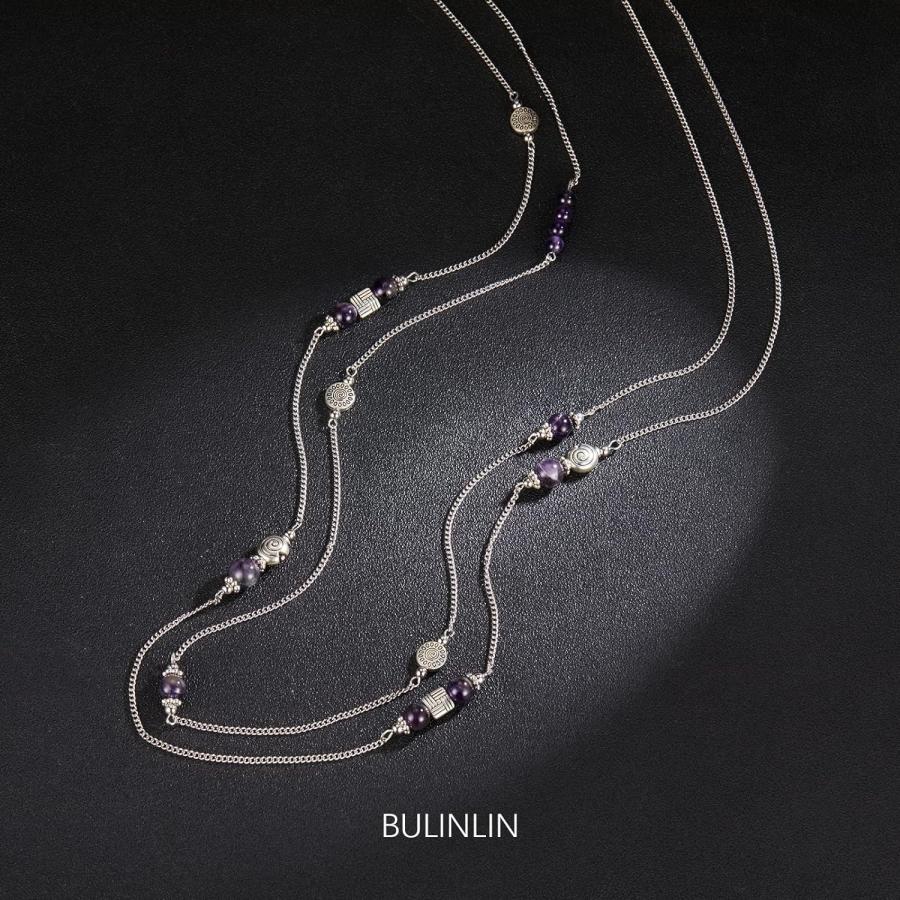 BULINLIN レイヤードシルバーロングネックレス レディース BULINLIN レイヤードシルバーロングネックレス レディース