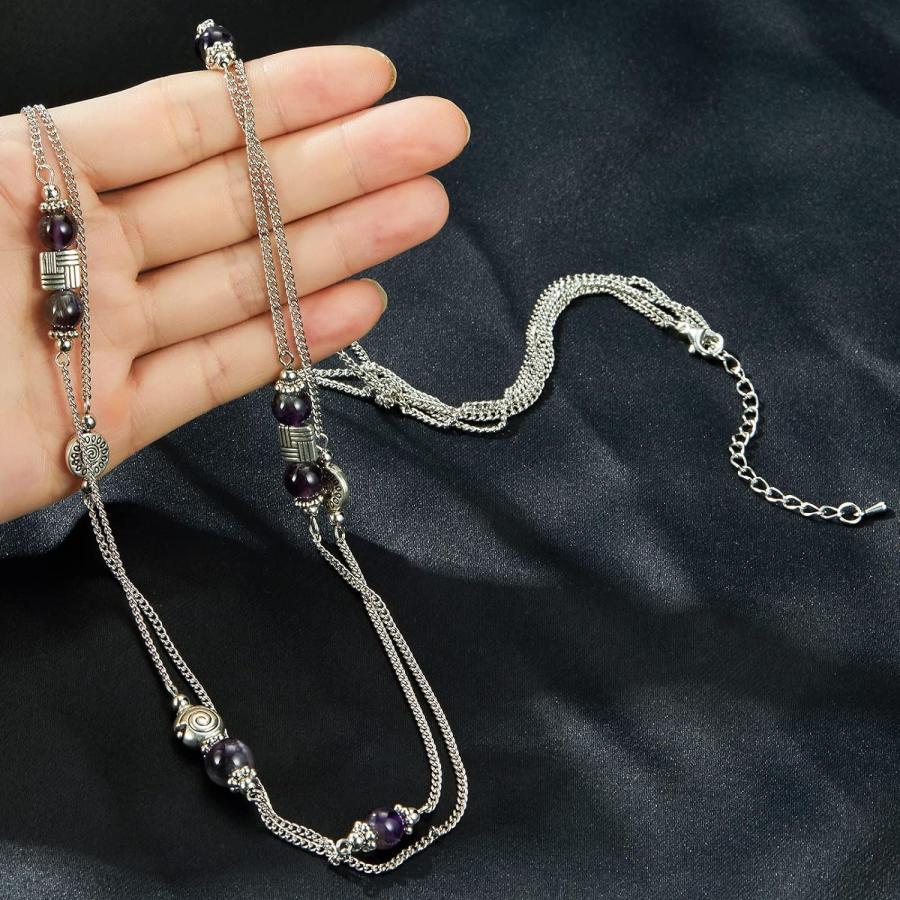 BULINLIN レイヤードシルバーロングネックレス レディース BULINLIN レイヤードシルバーロングネックレス レディース