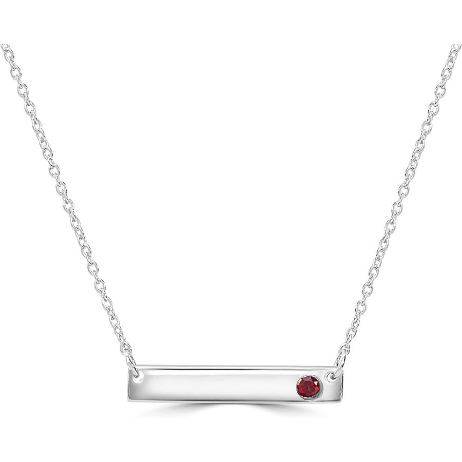 【並行輸入品】GEMISTRY 925 スターリング シルバー バー ネックレス 本物の石 女性用 16 + 4 インチの延長ケーブルチェーン付き宝石_1
