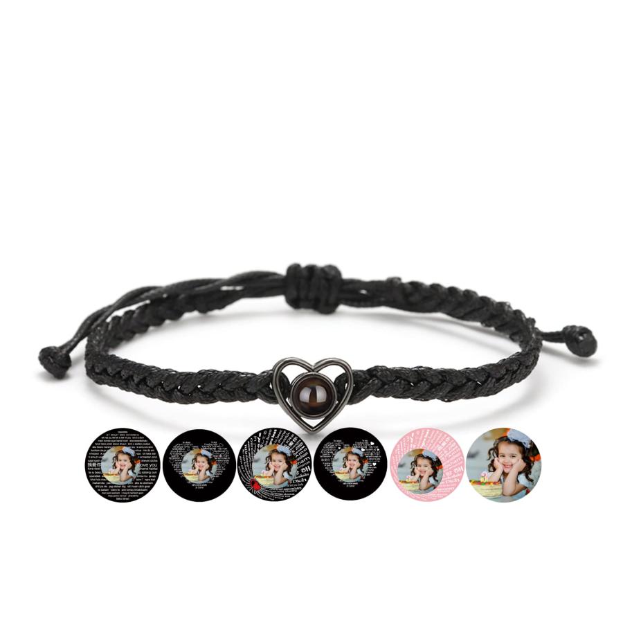 【並行輸入品】TopGlory Braided Projection Bracelet Custom Heart Picture Bracel