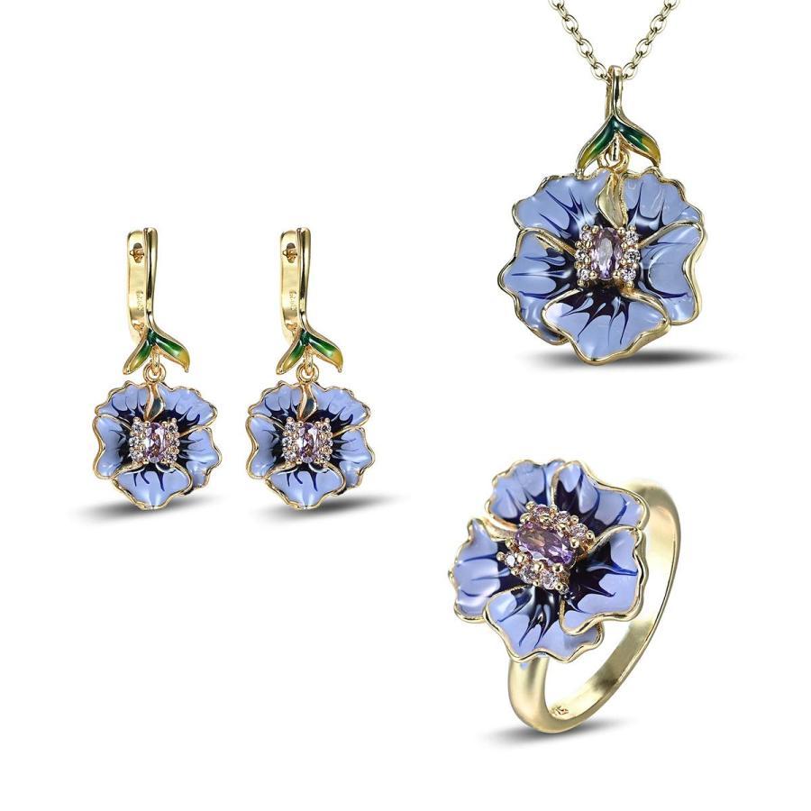 【並行輸入品】GRHOSE 18k Gold Plated Leaves Flower Necklace Colorful Enamel Je