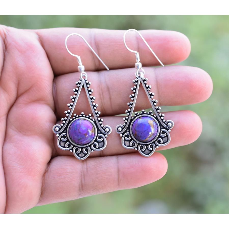 当社の Rekha Gems Purple Copper Turquoise Earring 925 Sterling Silver E 並行輸入品