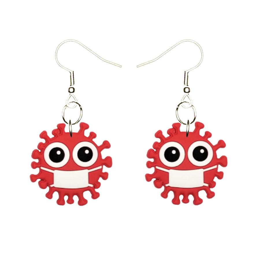 【並行輸入品】Virus Earrings Hypoallergenic Silver Plated Fishhooks Yazzle Daz