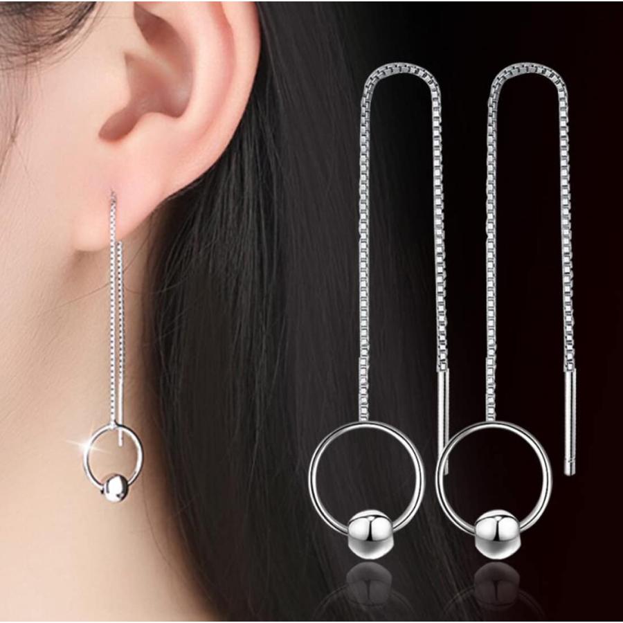 【並行輸入品】JIUJIA GU Ear Hook Long Tassel Linear Chain Earrings for Women,