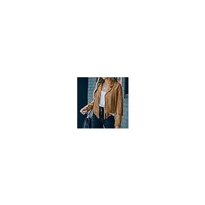 DASAYO Women's Casual Leather Fringed Jacket Long Sleeve Faux Le 並行輸入品｜bestshop-d｜06