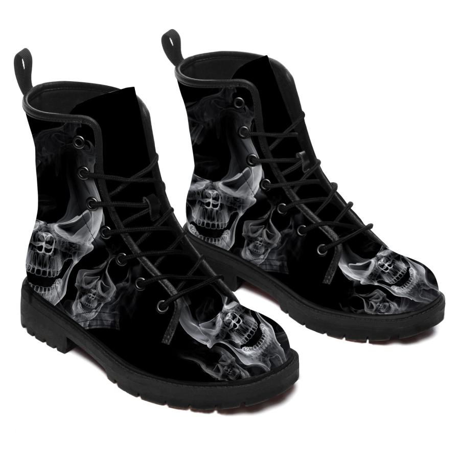 【並行輸入品】ADIGOW Skull Boots Mens Womens Combat Boots Ankle Booties Smokeの画像