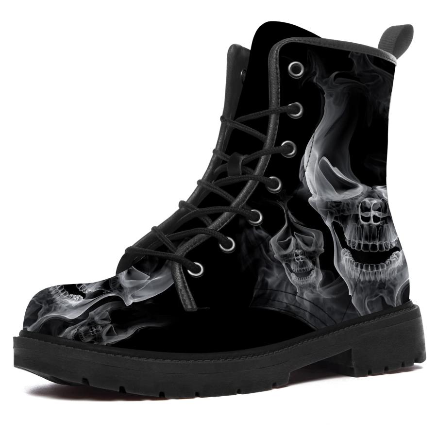 【並行輸入品】ADIGOW Skull Boots Mens Womens Combat Boots Ankle Booties Smokeの画像