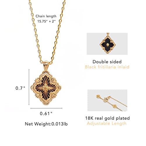 【並行輸入品】リアルクローバー パールペンダントネックレス メンズ レディース ガールズ 両面使用 18Kゴールドメッキ 本物の宝石 翡翠ネック_7