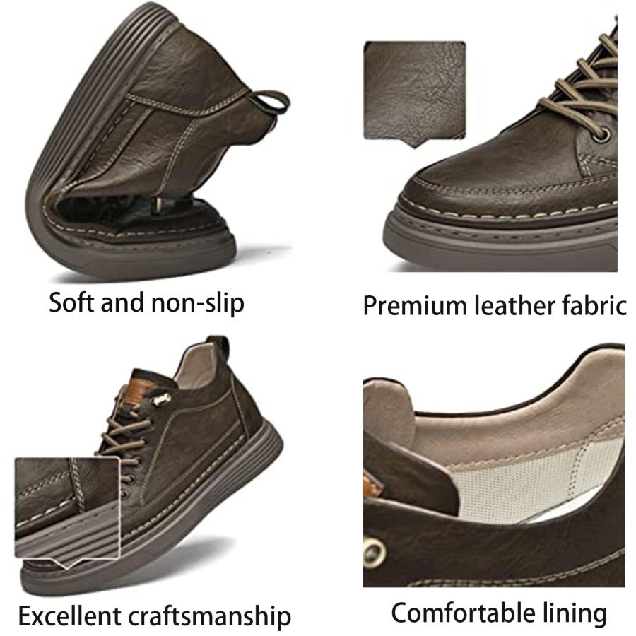 【並行輸入品】Men's Leather Casual Oxfords Shoes,Invisible Height Increasing Nの画像