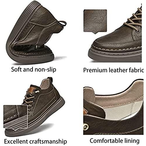 【並行輸入品】Men's Leather Casual Oxfords Shoes,Invisible Height Increasing Nの画像