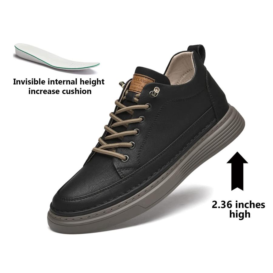【並行輸入品】Men's Leather Casual Oxfords Shoes,Invisible Height Increasing Nの画像