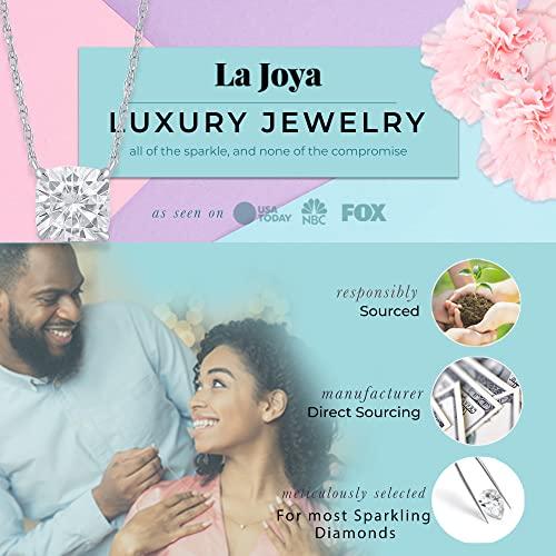 【並行輸入品】La Joya 1 CT TW人工ソリティアダイヤモンドネックレス 女性用   14Kソリッドゴールド 1カラットダイヤモンドネッの画像