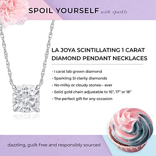 【並行輸入品】La Joya 1 CT TW人工ソリティアダイヤモンドネックレス 女性用   14Kソリッドゴールド 1カラットダイヤモンドネッの画像